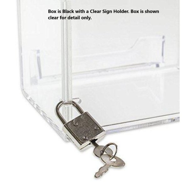 SourceOne Oblong, Donation Box with Clear Sign Holder/Ad Frame and Free Lock, 5 - Picture 3 of 9